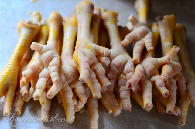 Chicken feet add rich flavor, healing nutrients, and gelatin to you soups, stews, and bone broths. But first you need to know how to clean chicken feet to prepare them for the stockpot. (No you don't eat them!)