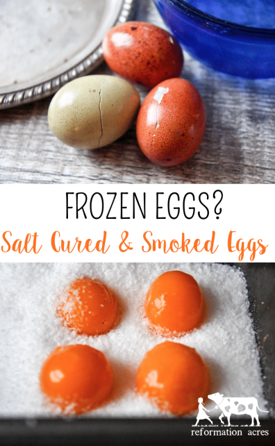 Salt cured egg yolks are a great way to get a flavor punch and protein boost in many dishes! (And they're also a really great way to use eggs that were frozen in the nesting boxes before you gather them.)
